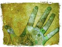 hand of chakra energy - green